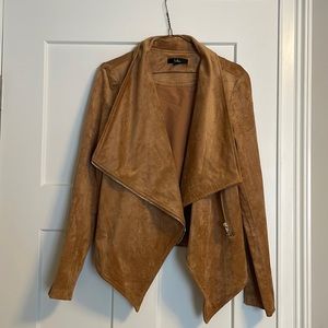 Lulu’s Wild at Heart Tan Vegan Suede Moto Jacket - Size Small